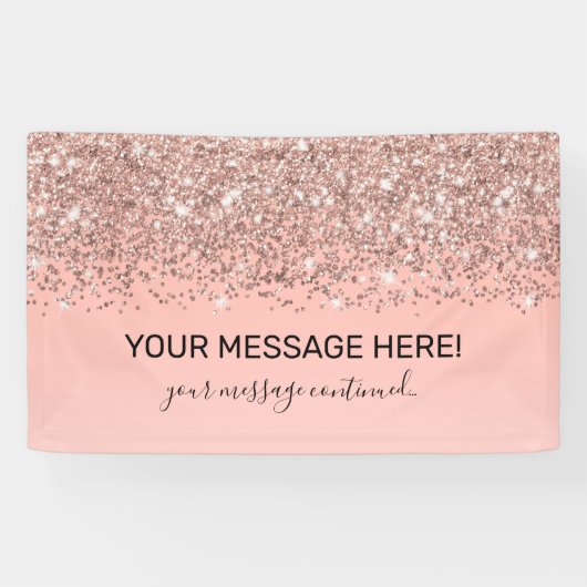 Banderoles Fille Rose Gold Confetti Pink Gradient Ombre (Horizontal)