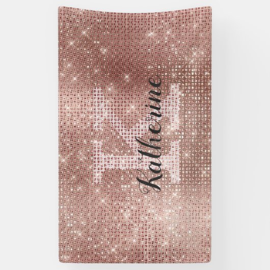 Banderoles Fille Rose Gold Parties scintillant Étincelle Mono (Vertical)