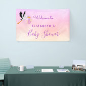 Banderoles Fille rose violet rose or mignon baby shower cigog (Salon professionnel)