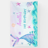 Banderoles Fille Sirène 1ère fête d'anniversaire (Vertical)