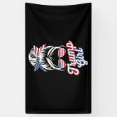 Banderoles Fille Trump Chignon Décoiffé Vintage Drapeau Améri (Vertical)
