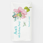 Banderoles Fille Turquoise Vert rose libellule Anniversaire (Verticale)