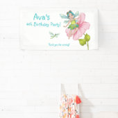 Banderoles Fille Turquoise Vert rose libellule Anniversaire (Insitu)