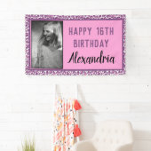 Banderoles Fille violet/rose Empreinte de léopard doux 16 Ann (En situation)