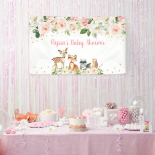 Banderoles Fille Woodland Blush Baby shower Floral