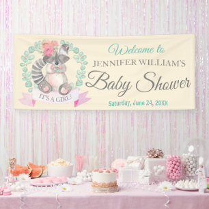 Banderoles Filles Aquarelle Bébé Raccoon Baby shower