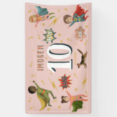 Banderoles Filles Cool Pink Action Superhero Anniversaire de (Vertical)