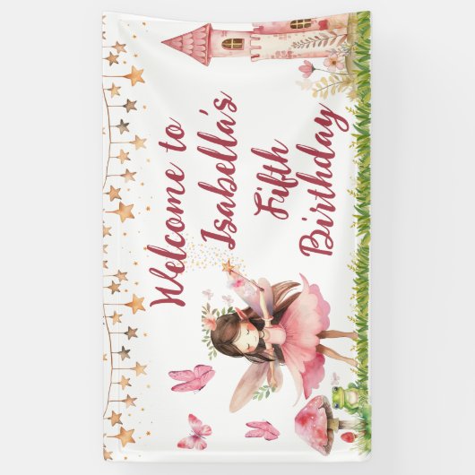 Banderoles Filles Fairy Tale Castle Frog Champignons Annivers (Vertical)