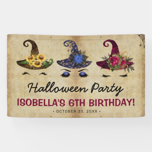 Banderoles Filles Halloween sorcières Anniversaire de enfant  (Horizontal)