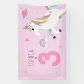 Banderoles Filles mignonne fille rose Unicorne Anniversaire d (Verticale)