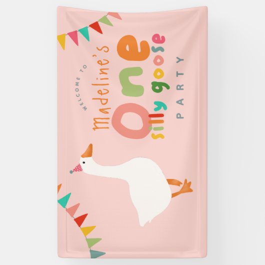 Banderoles Filles mignonnes une oie bête 1er anniversaire Bie (Vertical)