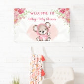 Banderoles Filles Ours Rose Floral Custom Baby shower Bannièr (En situation)