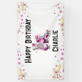 Banderoles Filles Patinage sur glace Fête d'anniversaire (Vertical)