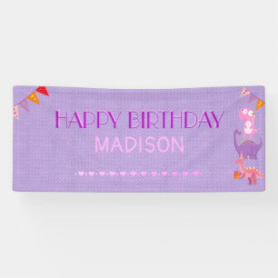 Banderoles Filles personnalisées Dinosaur Anniversaire