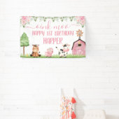 Banderoles Filles roses Grange Florale Animaux de ferme Joyeu (Insitu)