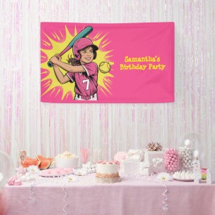 Banderoles Filles Softball Softball fête d'anniversaire