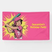 Banderoles Filles Softball Softball fête d'anniversaire (Horizontal)