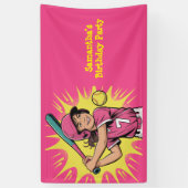 Banderoles Filles Softball Softball fête d'anniversaire (Vertical)