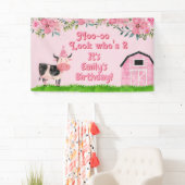 Banderoles Fillettes 2e anniversaire Rose de la grange vache (En situation)