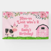 Banderoles Fillettes 2e anniversaire Rose de la grange vache (Horizontal)