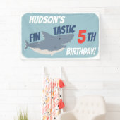 Banderoles Fintastic Happy Shark fête d'anniversaire, n'impor (En situation)