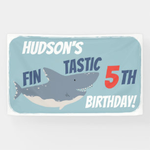 Banderoles Fintastique Fête d'anniversaire requin heureux, To