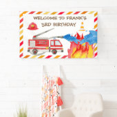 Banderoles Fire Truck Fire Engine Anniversaire Fête Bienvenue (En situation)