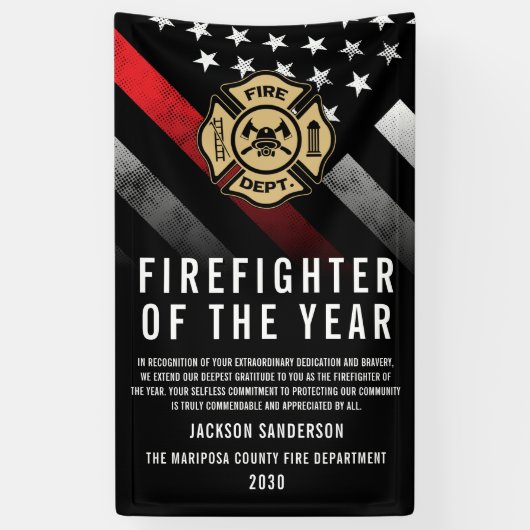 Banderoles Firefighter of the Year Employee Recognition Logo (Vertical)
