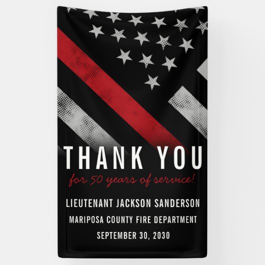 Banderoles Firefighter Retirement Party Anniversary Red Line (Vertical)