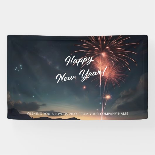 Banderoles Fireworks Thème Script Caligraphie Bonne année (Horizontal)