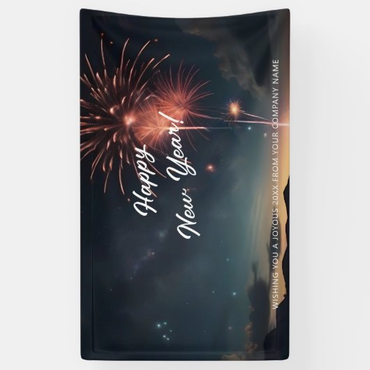 Banderoles Fireworks Thème Script Caligraphie Bonne année (Vertical)