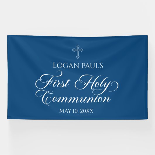 Banderoles First Communion Blue banner backdrop (Horizontal)