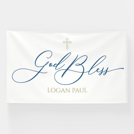 Banderoles First Communion God Bless Blue banner backdrop  (Horizontal)