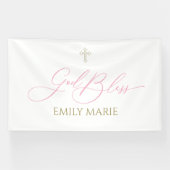 Banderoles First Communion God Bless Pink banner backdrop (Horizontal)