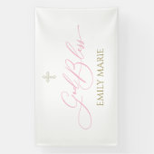 Banderoles First Communion God Bless Pink banner backdrop (Verticale)