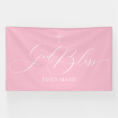 Banderoles First Communion God Bless Pink banner backdrop  (Horizontal)