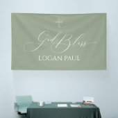 Banderoles First Communion God Bless Sage banner backdrop (Salon professionnel)
