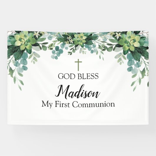Banderoles First Communion Greenery backdrop (Horizontal)