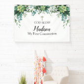 Banderoles First Communion Greenery backdrop (Insitu)