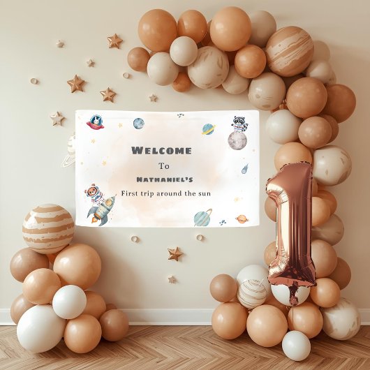 Banderoles First Trip Around the Sun space animals Birthday 
