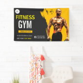 Banderoles fitness gym noir et jaune exercice (En situation)