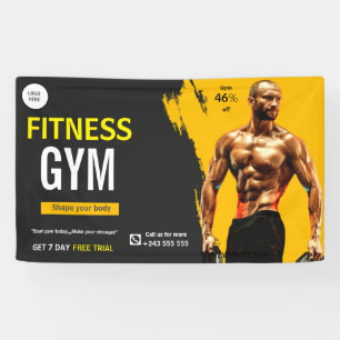 Banderoles fitness gym noir et jaune exercice