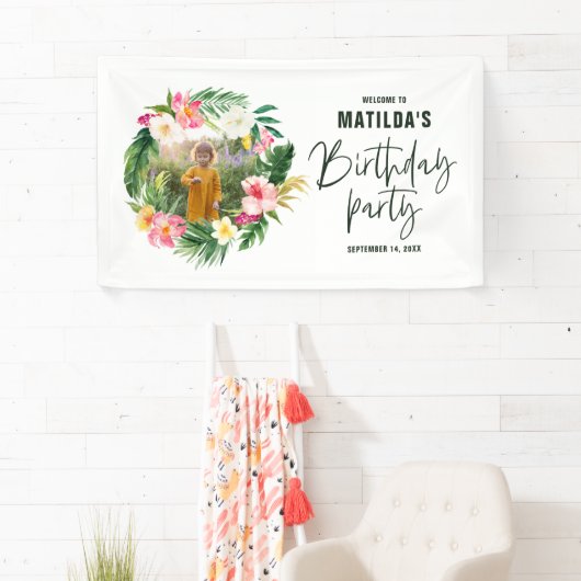 Banderoles flamant jaune rose fleuri tropical élégant (En situation)