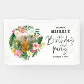 Banderoles flamant jaune rose fleuri tropical élégant (Horizontal)