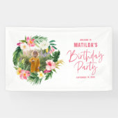 Banderoles flamant jaune rose fleuri tropical élégant (Horizontal)