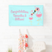 Banderoles Flamant rose Baby shower mignon Tropical (En situation)