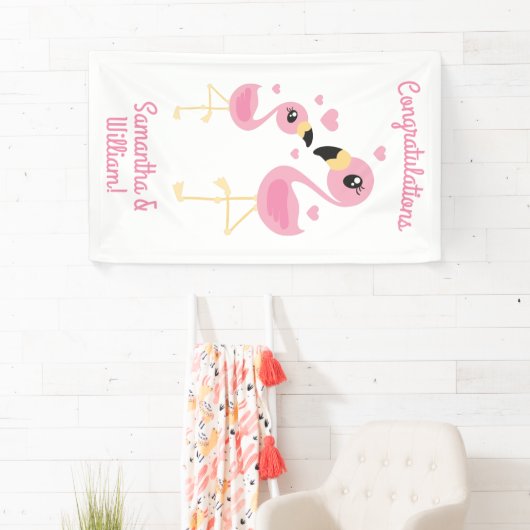Banderoles Flamant rose Baby shower mignon Tropical (En situation)