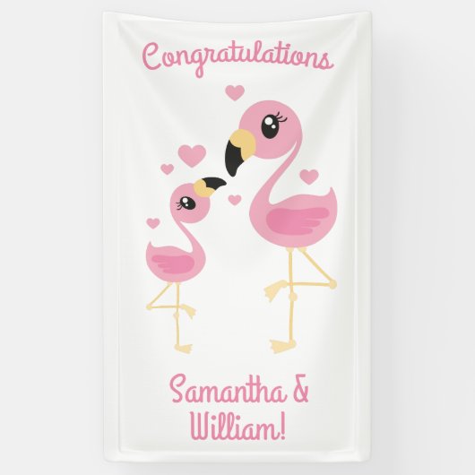 Banderoles Flamant rose Baby shower mignon Tropical (Vertical)