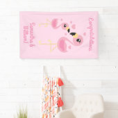 Banderoles Flamant rose Baby shower mignon Tropical (En situation)