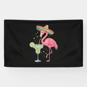 Banderoles Flamant rose Boire Margarita Funny Poncho mexicain